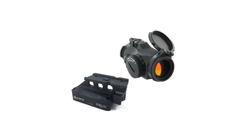 Aimpoint Micro T-2 Red Dot Reflex Sight, 2 MOA Dot Reticle, 1x18mm, w/ SIDELOK Mount, Black, Semi Matte, Anodized, 200180-KIT1