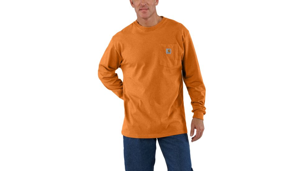 Carhartt M Workwear Pocket Long Sleeve T Shirt - Mens, Amberwood Heather, Large, K126-O03REGLRGA