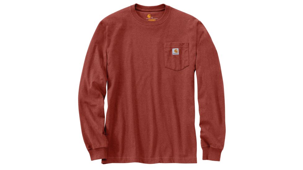 Carhartt M Workwear Pocket Long Sleeve T Shirt - Mens, Henna Heather, Large, K126-R01REGLRGA