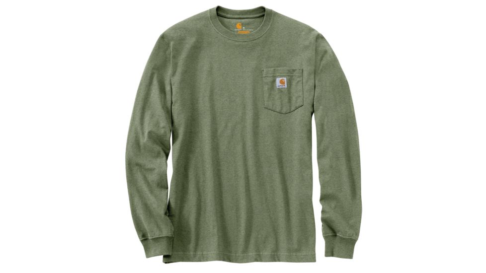Carhartt M Workwear Pocket Long Sleeve T Shirt - Mens, Olivine Heather, Large, K126-G01REGLRGA
