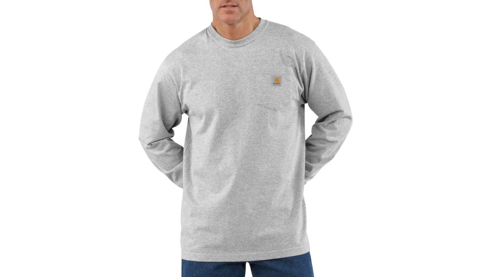 Carhartt Workwear Pocket Long Sleeve T-Shirt for Mens, Heather Gray, 2XL/Regular K126-HGY-REG-XXL