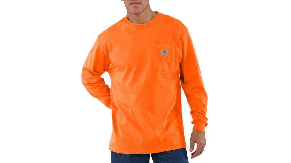 Carhartt Workwear Pocket Long Sleeve T-Shirt for Mens, Orange, Small/Regular K126-ORG-REG-SML