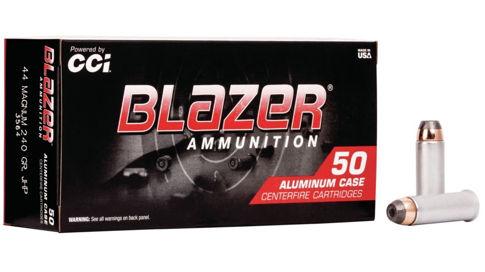 CCI Ammunition Blazer Aluminum .44 Magnum 240 grain Jacketed Hollow Point Centerfire Pistol Ammo, 50 Rounds, 3564
