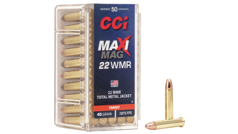 CCI Ammunition Maxi-Mag .22 Winchester Magnum Rimfire 40 grain Full Metal Jacket Rimfire Ammo, 50 Rounds, 23
