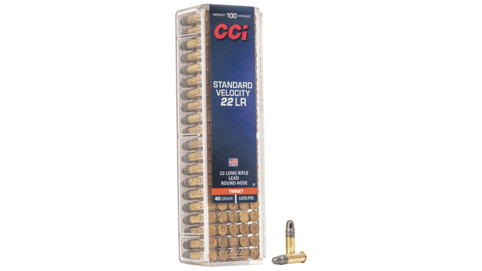CCI Ammunition Standard Velocity .22 Long Rifle 40 grain Lead Round Nose Rimfire Ammo, 100 Rounds, 32