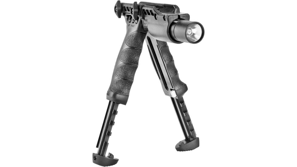 FAB Defense Tactical Vertical Foregrip w/Integrated Adjustable Bipod, 1in Flashlight Adaptor, Black, FX-TPODG2FA