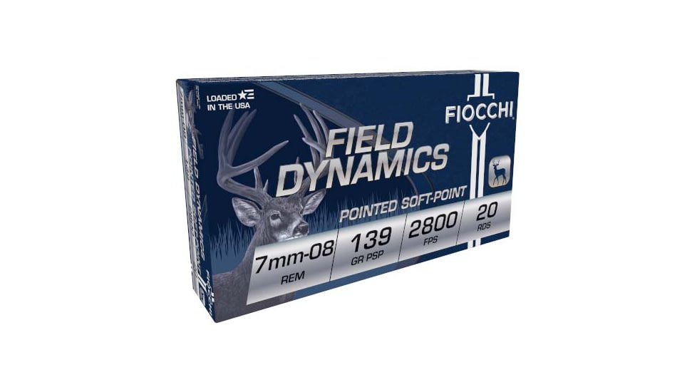 Fiocchi Field Dynamics 7mm-08 Remington 139 Grain Interlock BTSP Brass Rifle Ammo, 20 Rounds, 7MM08B