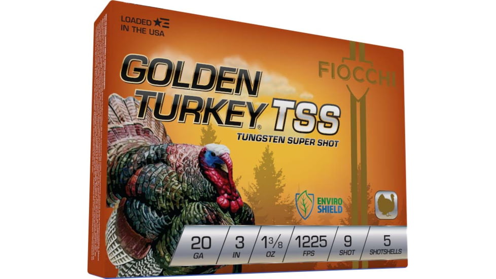 Fiocchi Golden Turkey TSS 20 Gauge 1 3/8 oz 3in 9 Shot Shotgun Ammo, 5 Rounds, 203TSS9