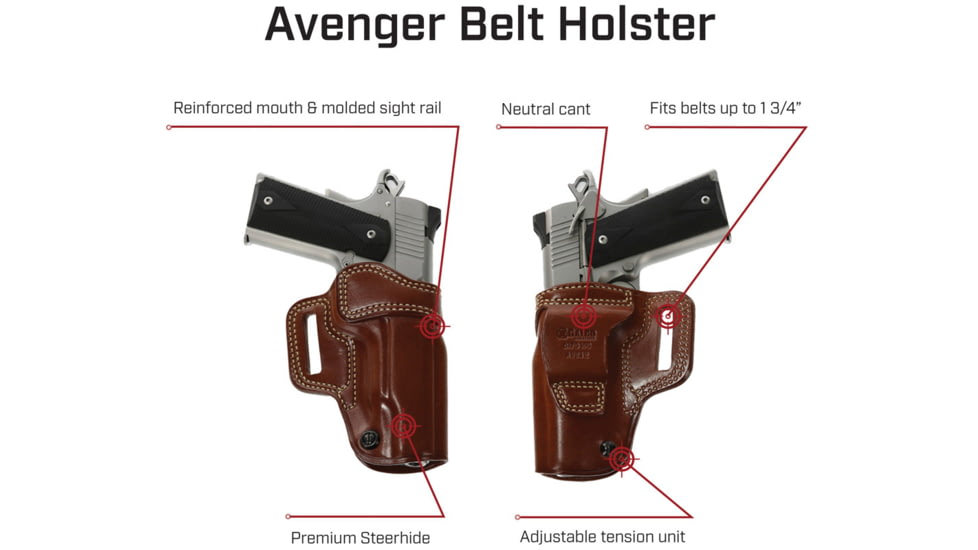 Galco Avenger Belt Holster, Left Hand, Sig Sauer P225 P6, R3Sig Sauer P228, Black, AV251B