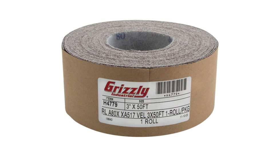 Grizzly Industrial 3in. x 50' Sanding Roll A80 H&amp;L, H4779