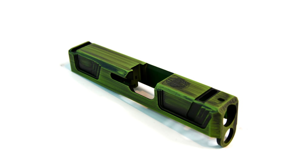 Gun Cuts Raider Slide for Glock 26, No Optic Cut, Battleworn Zombie Green, GC-G26-RAI-ZGRBW-NO