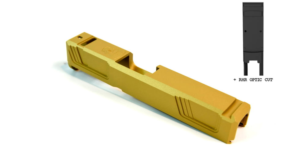 Gun Cuts Raider Slide for Glock 26, Optic Cut, Gold, GC-G26-RAI-GOL-RMR