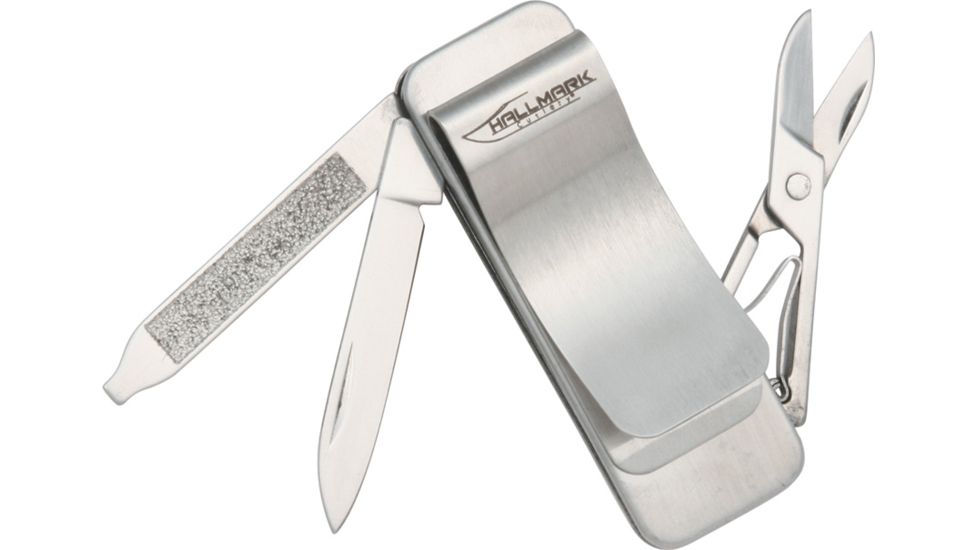 Hallmark Money Clip Folding Knife, Stainless Handle HM0003