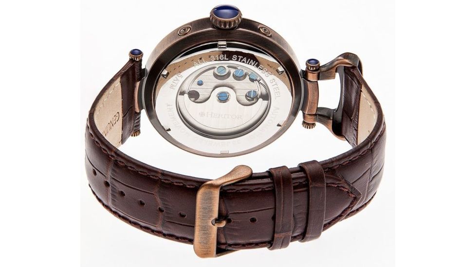 Heritor Ganzi Men's Watch, Bronze Case, Silver Dial HERHR3308