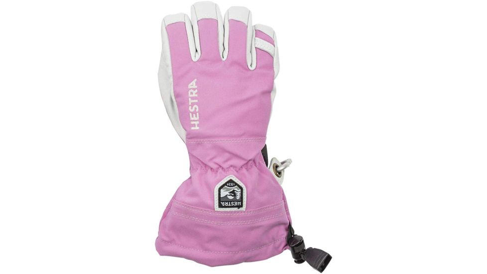 Hestra Army Leather Heli Ski Jr. 5 Finger Glove, Cerise, 3, 30560-920-03