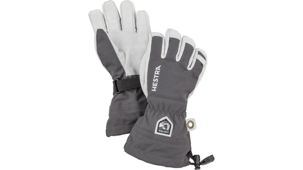 Hestra Army Leather Heli Ski Jr. 5 Finger Glove - Unisex, Grey, 3, 30560-350-03
