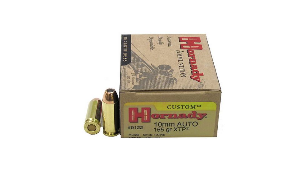 Hornady Custom 10mm Auto 155 grain eXtreme Terminal Performance Brass Cased Centerfire Pistol Ammo, 20 Rounds, 9122