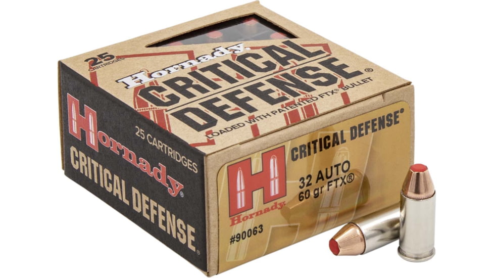 Hornady Critical Defense .32 ACP 60 grain Flex Tip eXpanding Brass Cased Centerfire Pistol Ammo, 25 Rounds, 90063