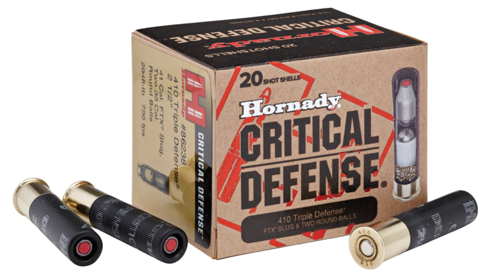 Hornady Triple Defense, .410 Gauge, 2 1/2 in, Centerfire Shotgun Slugs Ammo, 20 Rounds, 86238