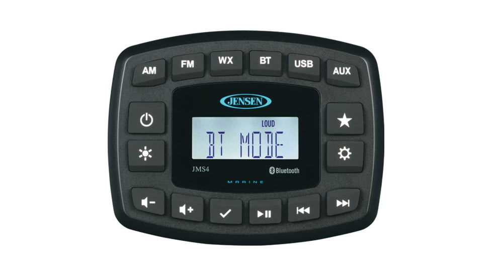 Jensen Compact Bluetooth Am/Fm/Usb/Wb Waterproof Stereo, Black, 4in, JMS4RTL
