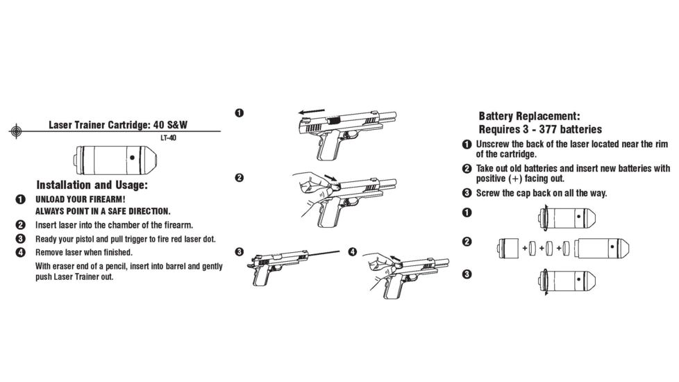 LaserLyte Laser Trainer Pistol Cartridge, .40 Smith&amp;Wesson, Brass, LT-40