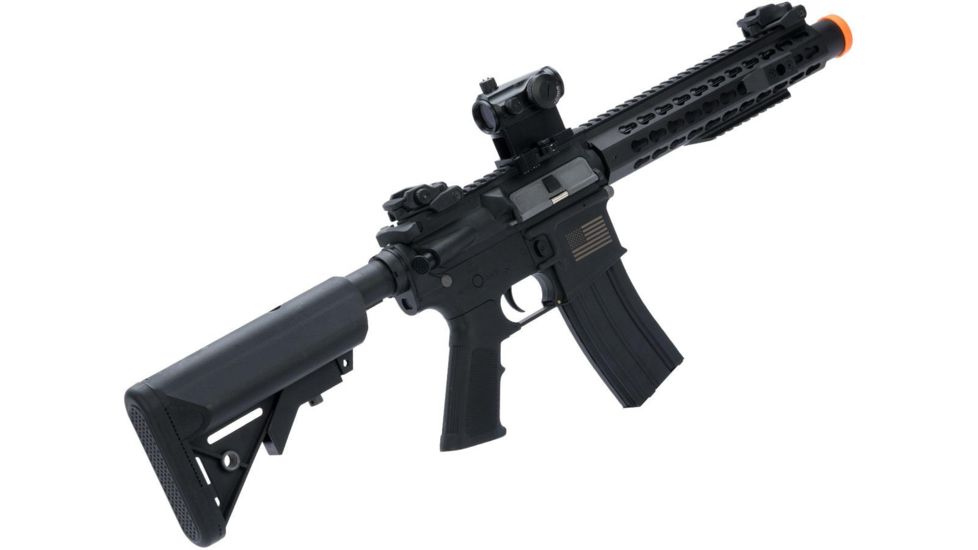 Matrix Sportsline M4 RIS Airsoft AEG Rifle w/G2 Micro-Switch Gearbox, 10in Keymod w/Suppressor, Black, Large, ST-AEG-270-A-BK