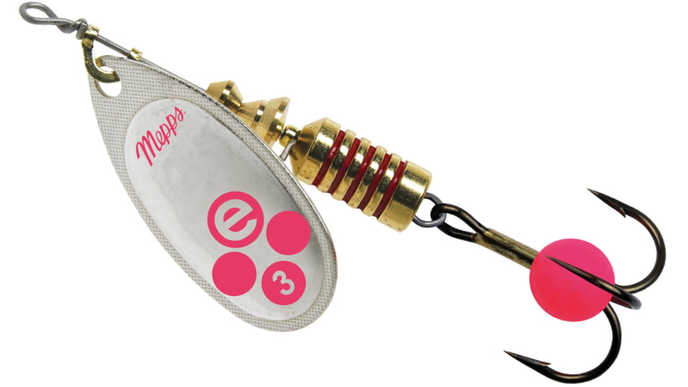 Mepps Aglia-e In-Line Spinner, 2 1/2in, 1/4 oz, Treble Hook w/Egg, Silver-Hot Pink, BE3 SHP