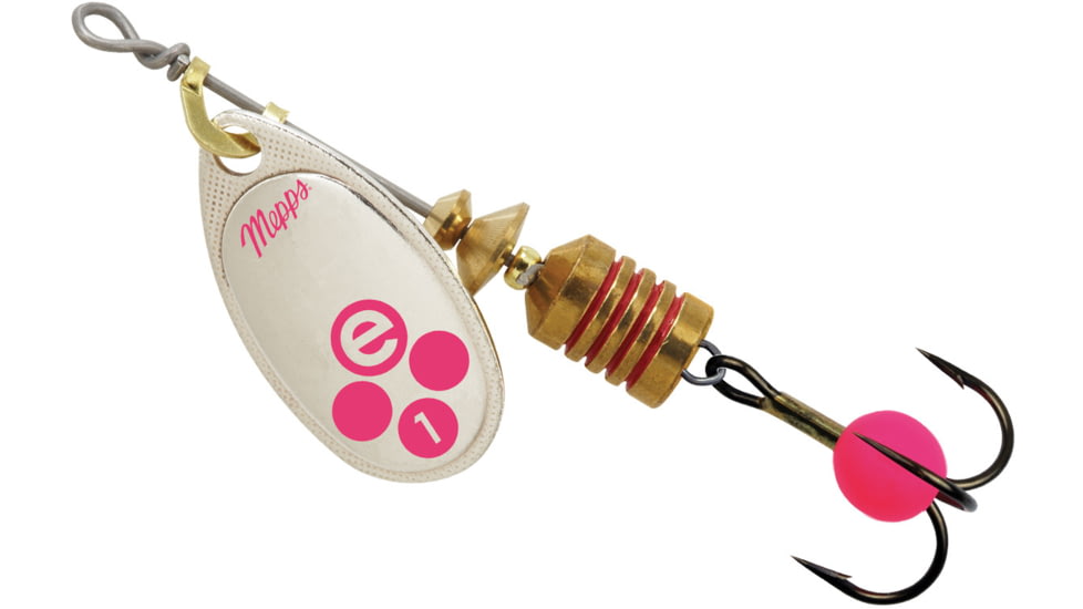 Mepps Aglia-e In-Line Spinner, 2in, 1/8 oz, Treble Hook w/Egg, Silver-Hot Pink, BE1 SHP