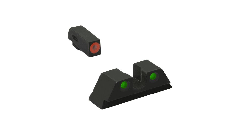 Meprolight Highly Visible Day/Night Self-illuminated Sight Fixed Set, Glock 9/357SIG/40/45GAP, Front Green, Rear Green, Orange Notch, 0402243131