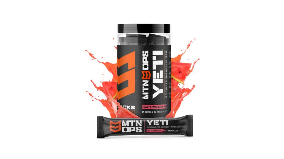 MTN OPS Yeti Monster Pre-workout Powder Energy Drink, 20 Trail Pack, Watermelon, 1101450320