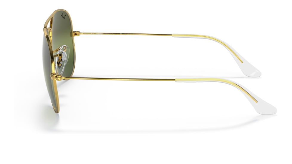 Ray-Ban Aviator Large Metal RB3025 Sunglasses, Legend Gold Frame, Silver/Green Chromance Lens, Polarized, 55, RB3025-9196G4-55