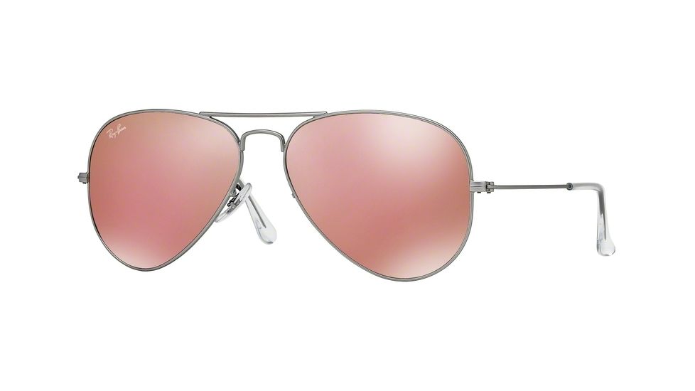 Ray-Ban Aviator Large Metal Sunglasses RB3025 019/Z2-55 - Matte Silver Frame, Brown Mirror Pink Lenses