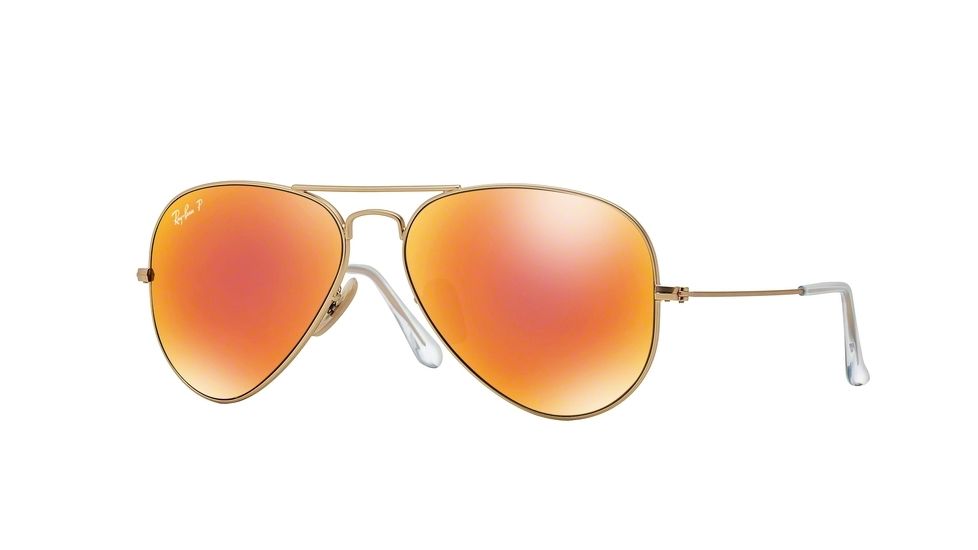 Ray-Ban Aviator Large Metal Sunglasses RB3025 112/4D-58 - Matte Gold Frame, Brown Mirror Red Polar Lenses