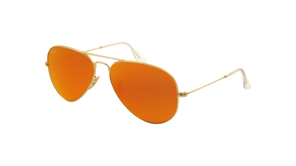 Ray-Ban Aviator Large Metal Sunglasses RB3025 112/69-5814 - Matte Gold Frame, Crystal Brown/Orange Mirror Lenses