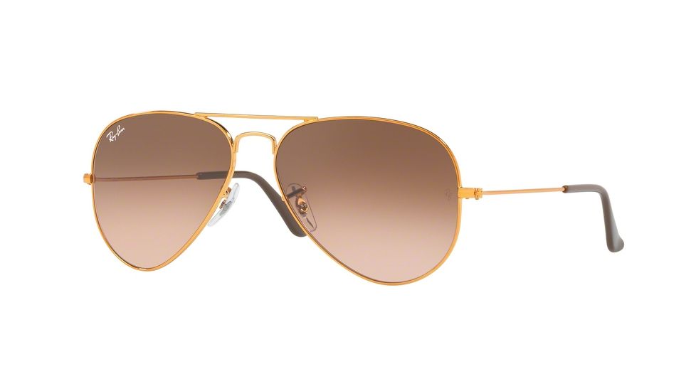 Ray-Ban Aviator Large Metal Sunglasses RB3025 9001A5-55 - Shiny Light Bronze Frame, Pink Gradient Brown Lenses