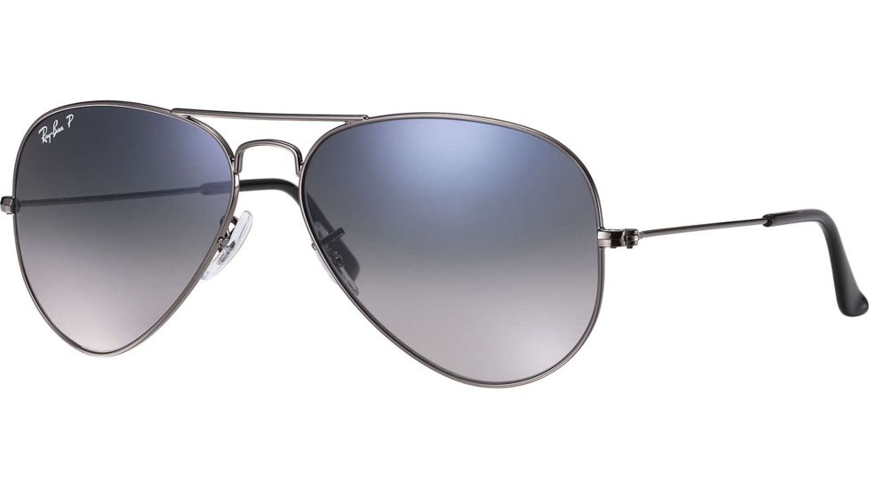 Ray-Ban Aviator Large Metal Sunglasses RB3025 004/78-5514 - Gunmetal Crystal Polarized Blue Grad.gray
