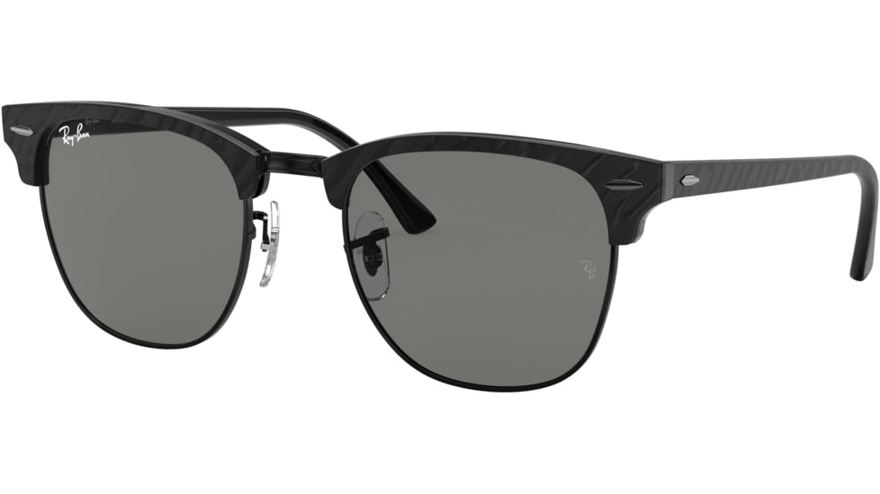 Ray-Ban Clubmaster RB3016 Sunglasses, Wrinkled Black On Black, 49, RB3016-1305B1-49