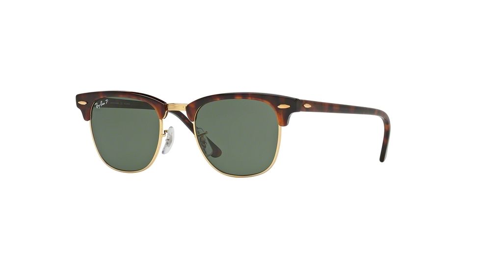 Ray-Ban Clubmaster Sunglasses RB3016 990/58-49 - Red Havana Frame, Crystal Green Polarized Lenses