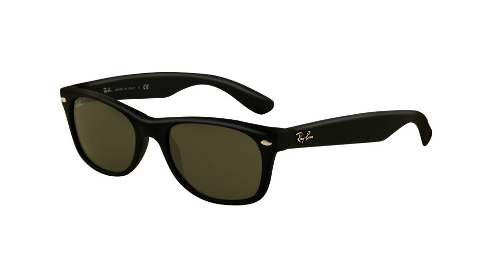 Ray-Ban New Wayfarer Sunglasses, 55mm, Black Rubber Frame, Crystal Green Lens 622-5518