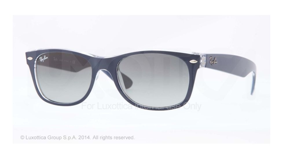 Ray-Ban New Wayfarer Sunglasses RB2132 605371-52 - Top Matte Blue On Trasparent Frame, Grey Gradient Lenses
