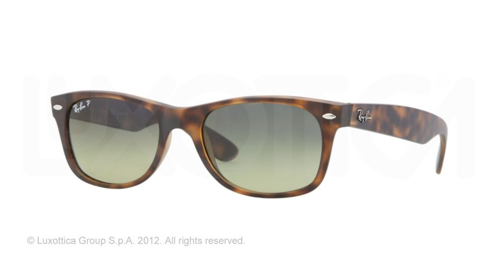 Ray-Ban New Wayfarer Sunglasses RB2132 894/76-5518 - Matte Havana Frame, Blue/Green Mirror Polarized Lenses