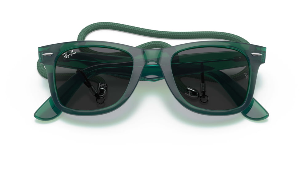 Ray-Ban Original Wayfarer RB2140 Sunglasses, Transparent Green, Dark Grey Lenses, 50, RB2140-6615B1-50