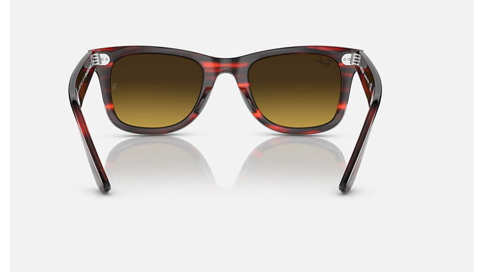 Ray-Ban Original Wayfarer Sunglasses, Striped Red Frame, Brown Gradient Lens, Bio-Acetate, 50, RB2140-136285-50