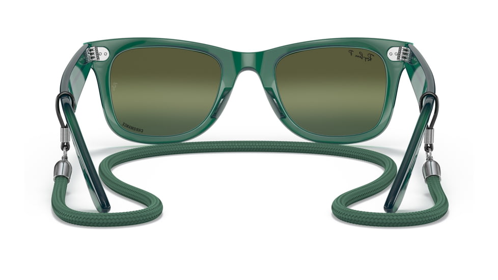 Ray-Ban RB2140 Original Wayfarer Sunglasses, Transparent Green Frame, Silver/Green Chromance Lens, Polarized, 50, RB2140-6615G4-50