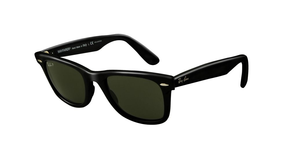 Ray-Ban RB2140F Sunglasses 901S-52 - Matte Black Frame, Crystal Green Lenses