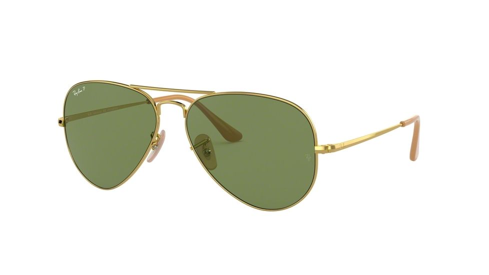 Ray-Ban RB3689 Aviator Sunglasses - Men's, Gold, 58mm, Green Classic G-15 Lens, RB3689-9064O9-58