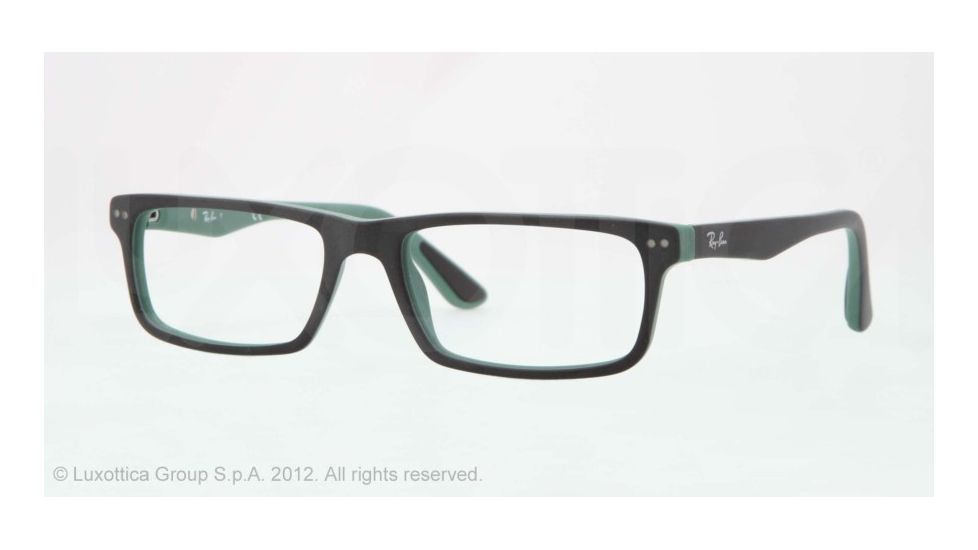 Ray-Ban RX5277 Eyeglass Frames 5227-52 - Top Black On Green Frame, Demo Lens Lenses