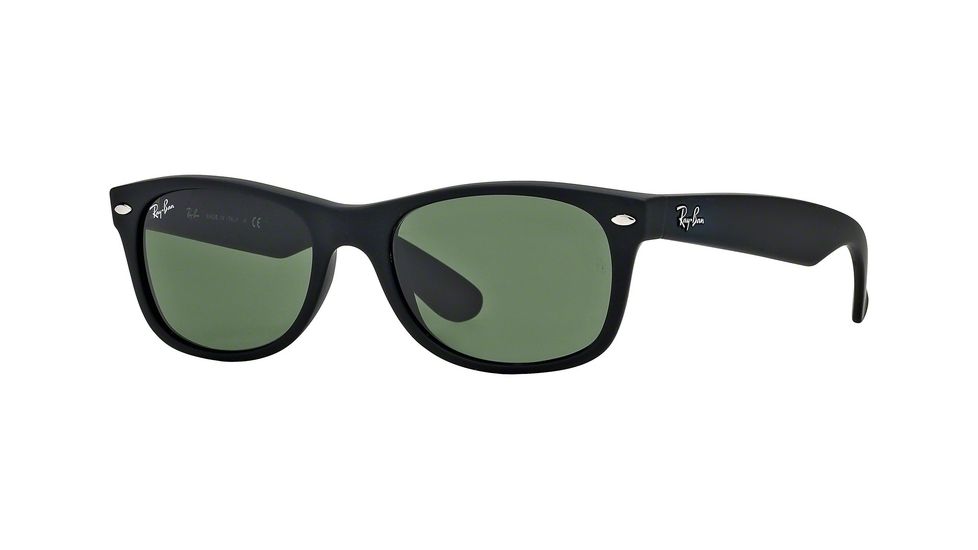Ray-Ban Wayfarer RB2132 Sunglasses 622-58 - Black Rubber Frame, Crystal Green Lenses