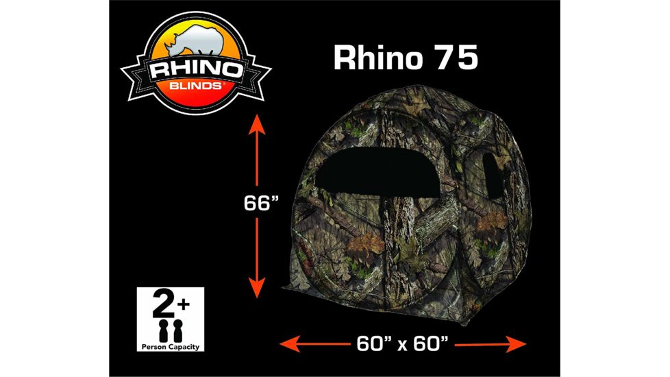 Rhino Blinds 75 Hunting Ground Blind RTE Hunting, Realtree Edge, 60inx60inx66in, R75-RTE