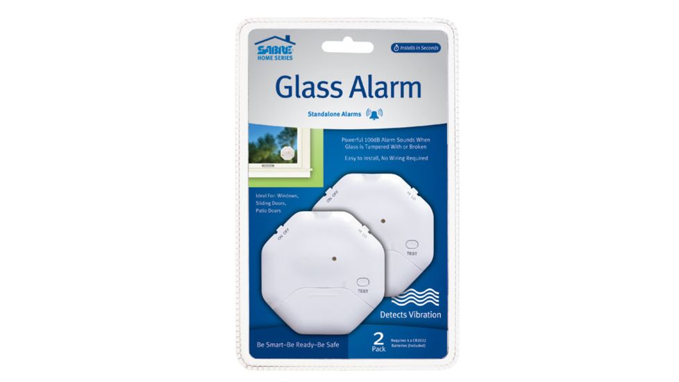 Sabre Slim Glass Break Alarm - 2 pack, White HS-GA2